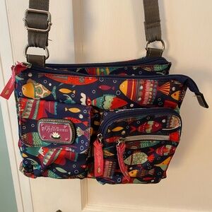 Lily Bloom Colorful Fish Print Crossbody Bag